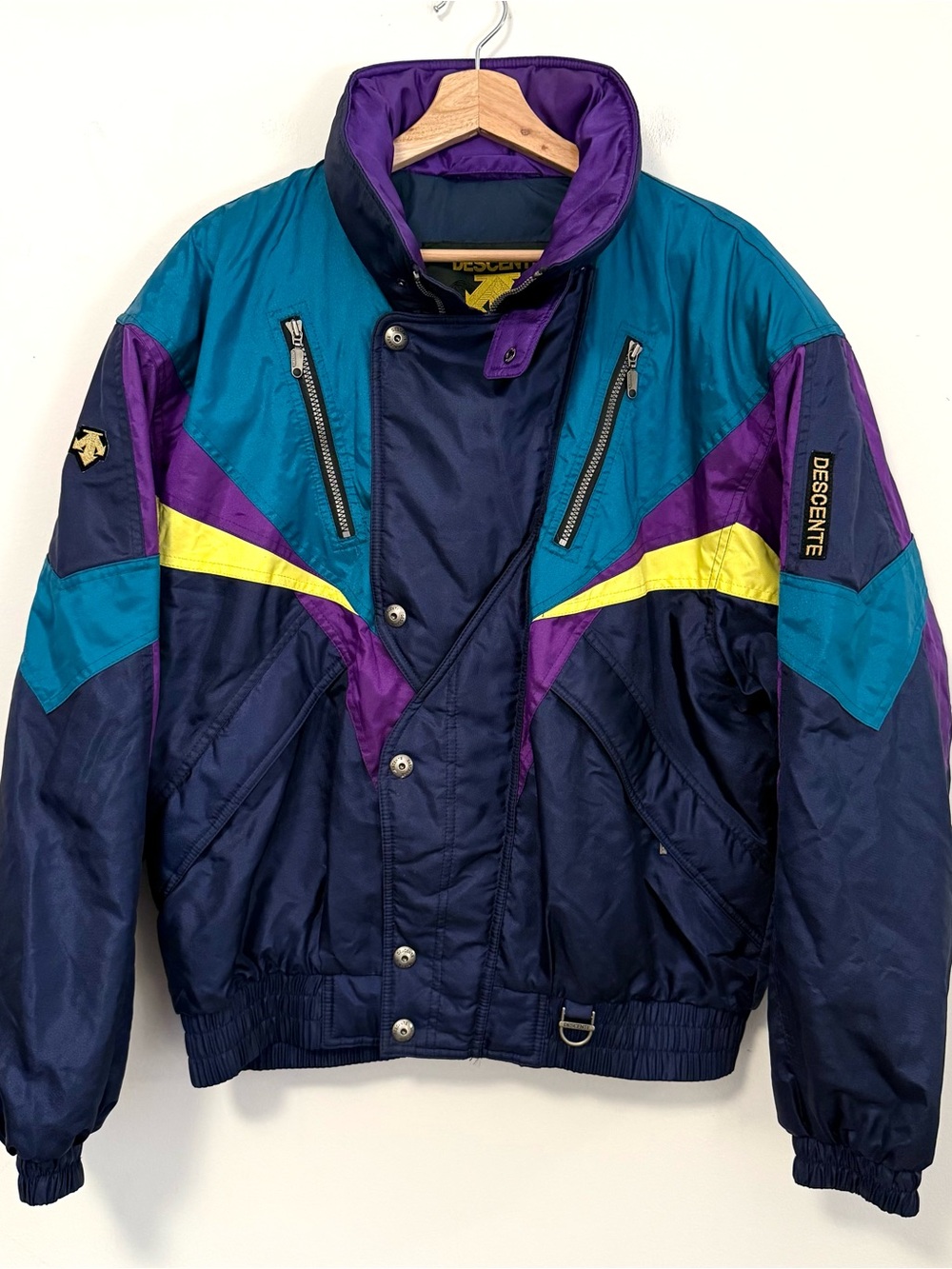 VTG 80s 90s Descente Retro Colorblock Insulated Ski Snow Bomber Jacket